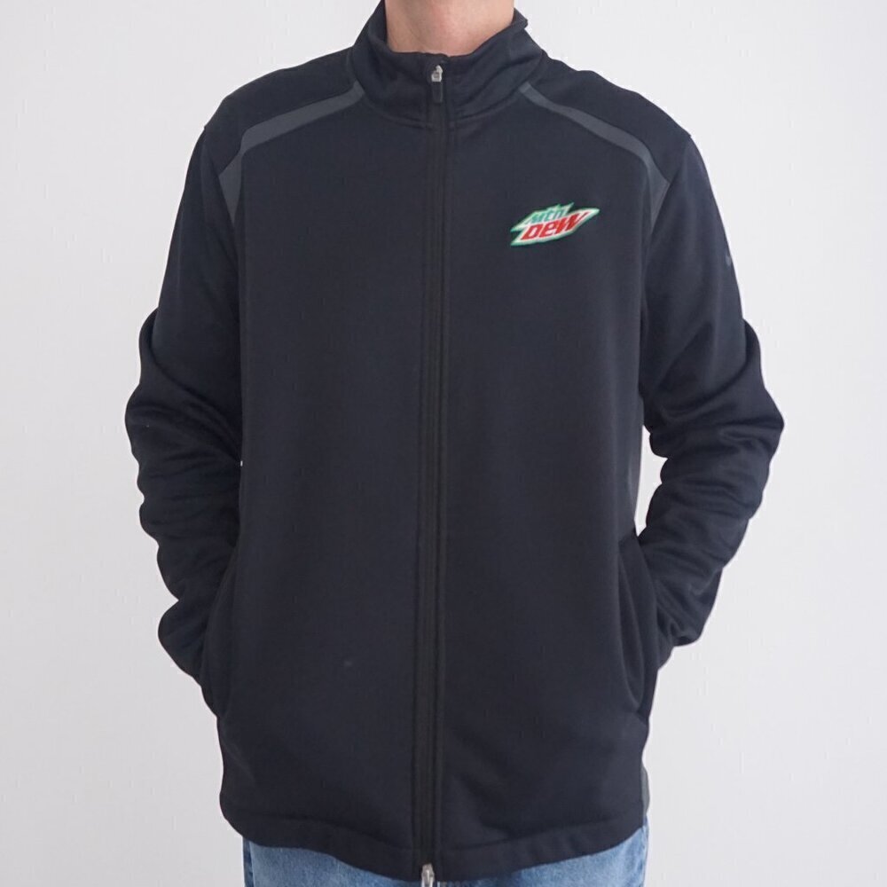 Nike Golf Thermafit Black Gray Embroidered Mtn Dew Zip Up Activewear Jacket L